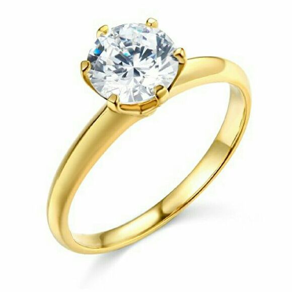 14k Solid yellow Gold Solitaire Engagement Ring 1c
